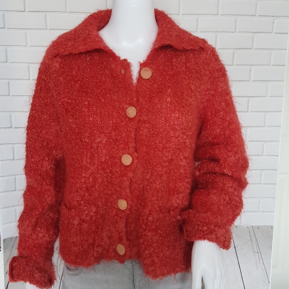 Anthropologie Wool Mohair Blend Fuzzy Sweater Sz M
